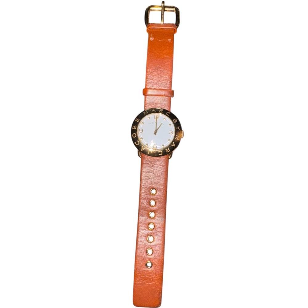 Marc By Marc Jacobs Ladies Amy White Dial Brown Genuine Leather Watch GUC - Picture 4 of 9